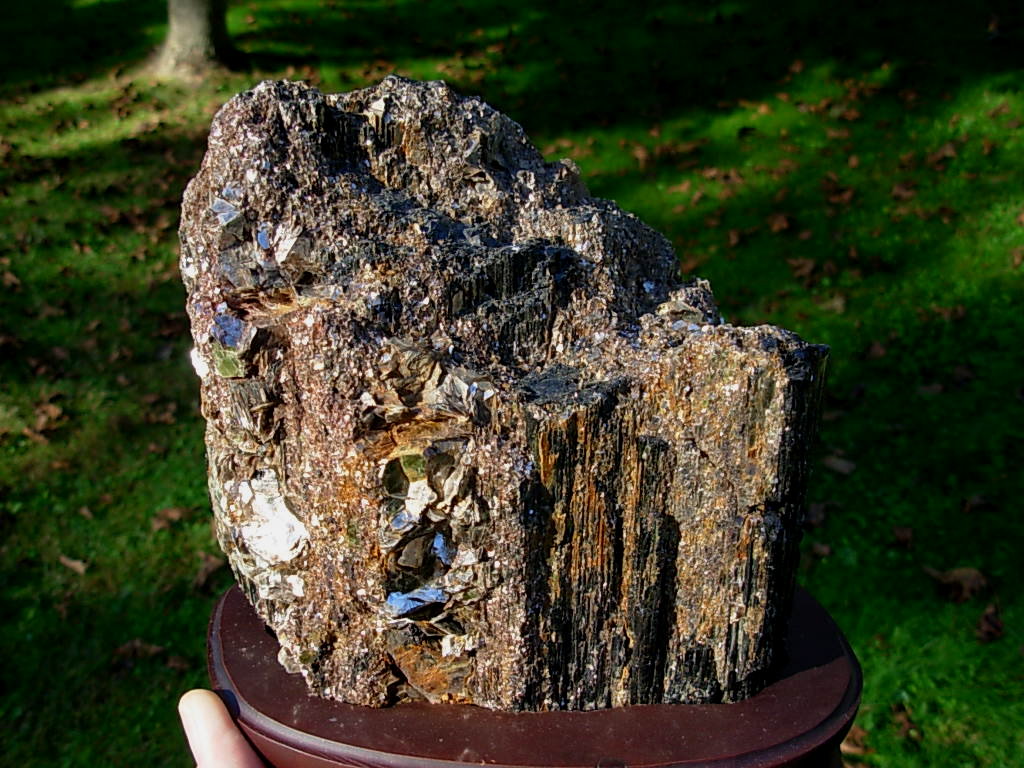 Muscovite on Black Tourmaline from Brazil