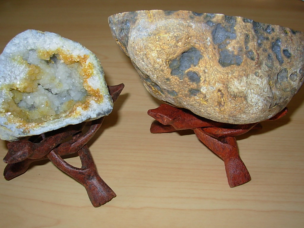 6pc Hand Carved Wood Tri-pod Display Stand Set from India