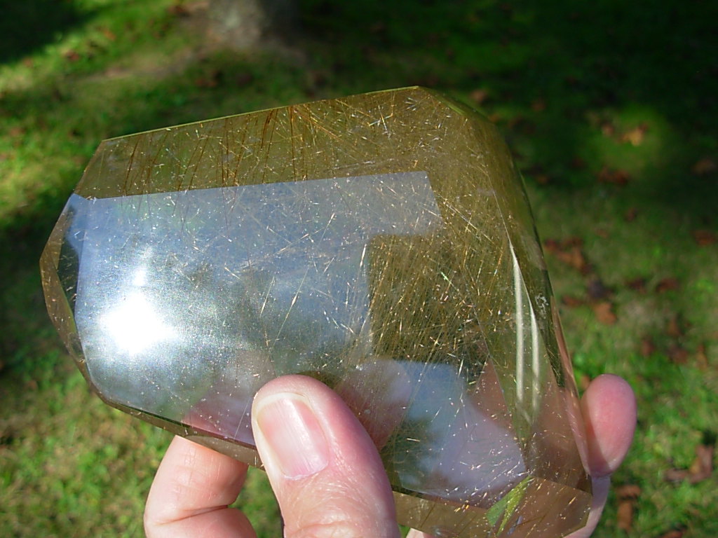 Polished Natural Rutilated Smoky Quartz Freeform from Brazil