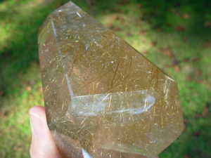 Polished Natural Rutilated Smoky Quartz Freeform from Brazil
