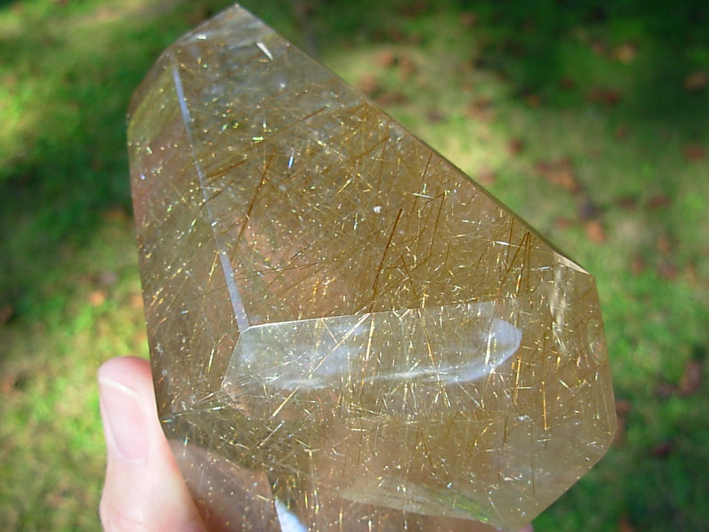 Polished Natural Rutilated Smoky Quartz Freeform from Brazil