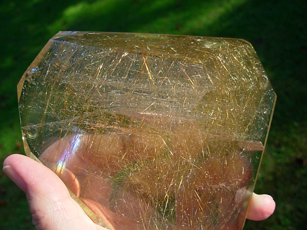 Polished Natural Rutilated Smoky Quartz Freeform from Brazil