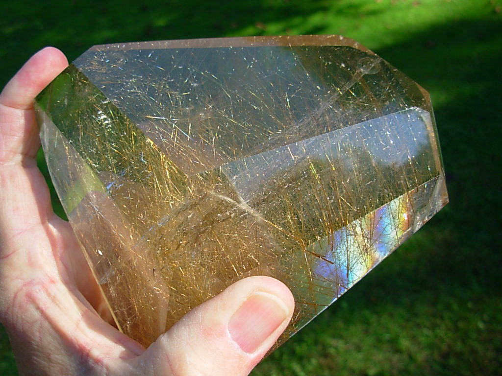 Polished Natural Rutilated Smoky Quartz Freeform from Brazil