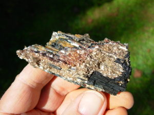 Muscovite on Black Tourmaline from Brazil