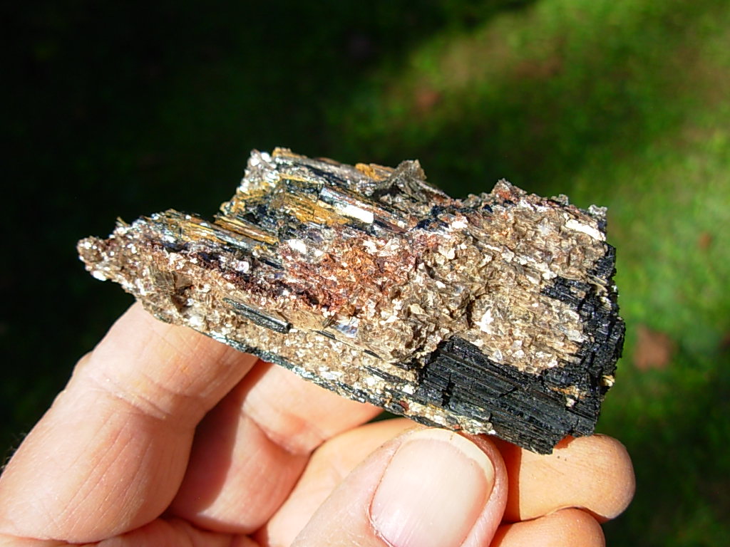 Muscovite on Black Tourmaline from Brazil