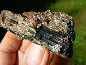 Muscovite on Black Tourmaline from Brazil