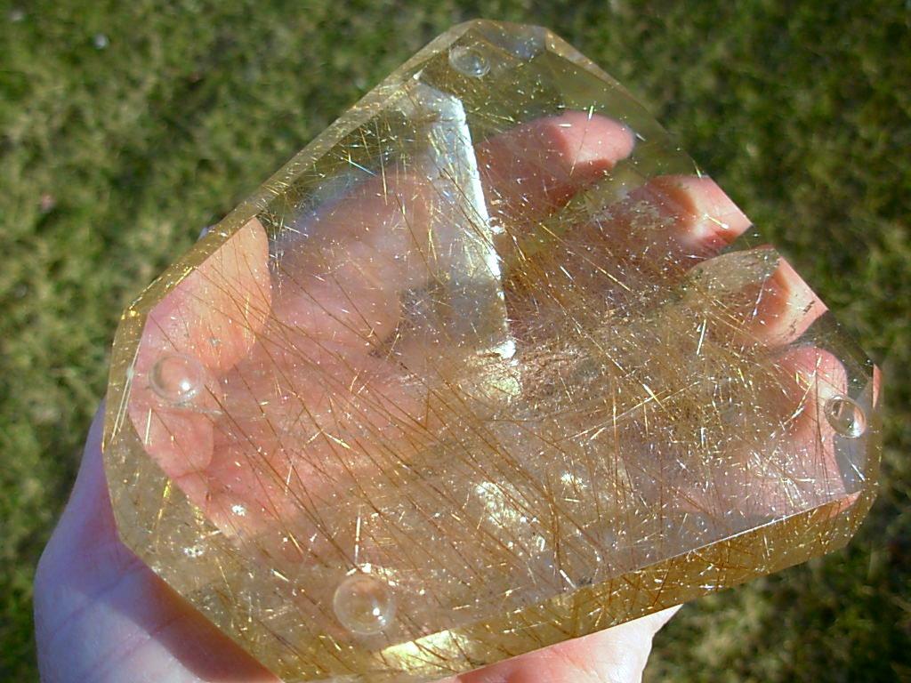 Polished Natural Rutilated Smoky Quartz Freeform from Brazil