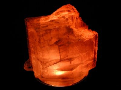 Stunning Selenite Mountain on lighted color changing base