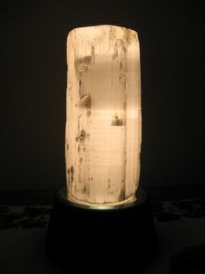 Stunning 5.46 lb Selenite tower on lighted color changing base