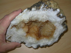 Hematite Influenced Crystal Geode Half from Arkansas