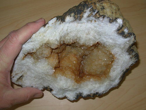 Hematite Influenced Crystal Geode Half from Arkansas