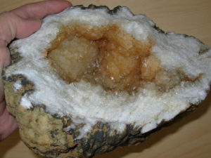 Hematite Influenced Crystal Geode Half from Arkansas