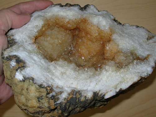 Hematite Influenced Crystal Geode Half from Arkansas