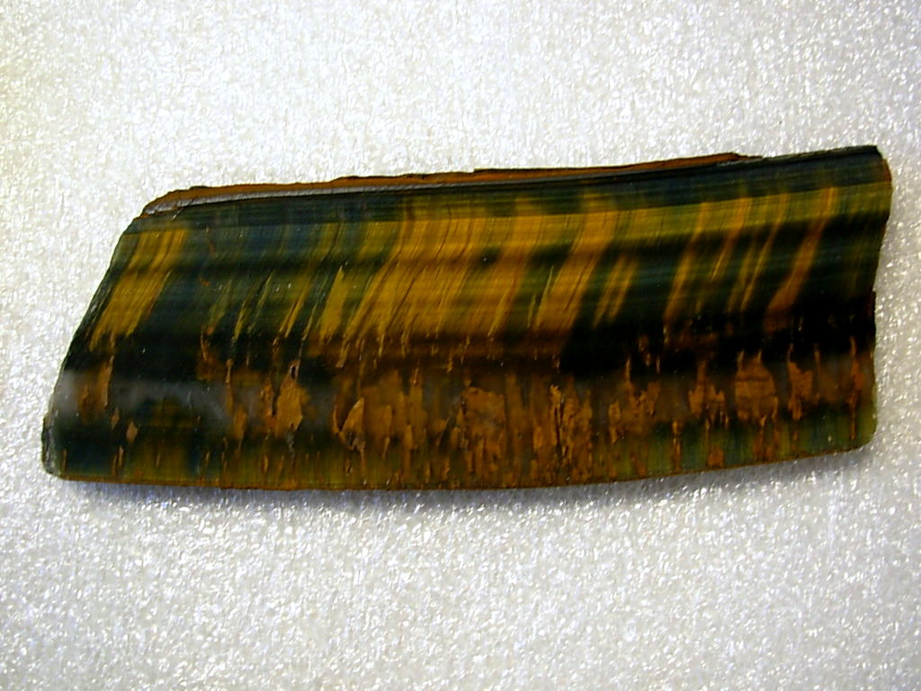 Hawk's Eye over Plume Agate Rough Cut Display Slab from Western Australia