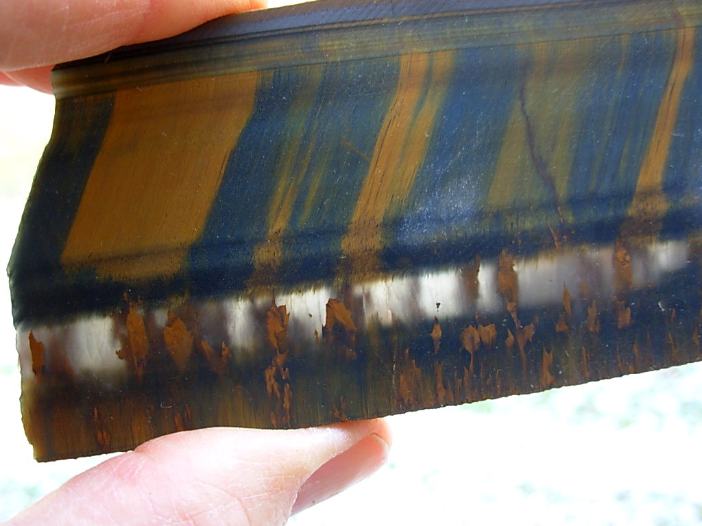 Hawk's Eye over Plume Agate Rough Cut Display Slab from Western Australia