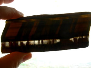 Hawk's Eye over Plume Agate Rough Cut Display Slab from Western Australia