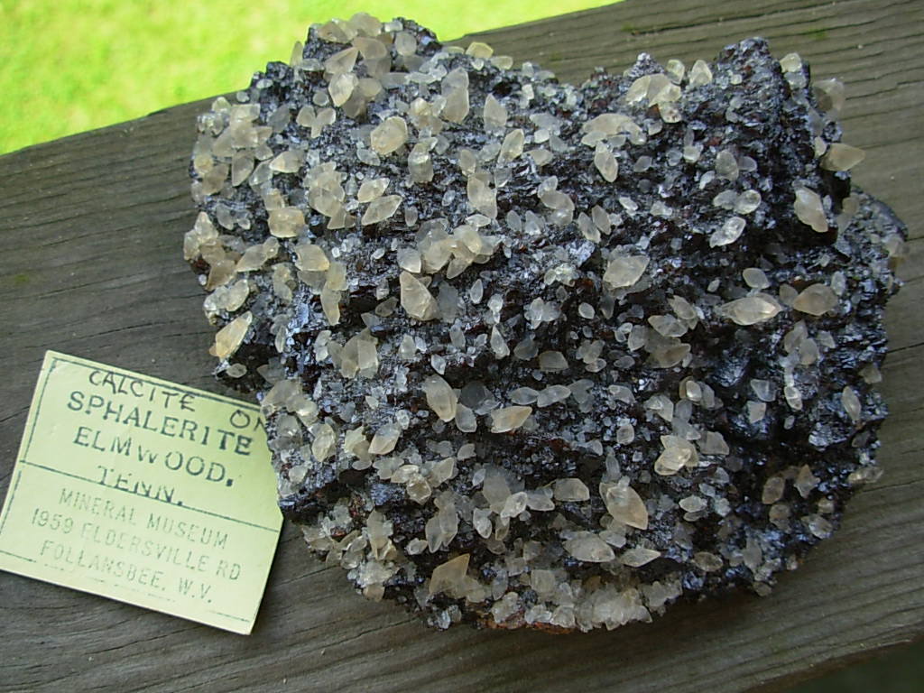 Old Stock 1960's Specimen Calcite on Sphalerite from the Elmwood Mine