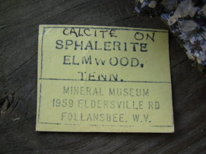 Old Stock 1960's Specimen Calcite on Sphalerite from the Elmwood Mine