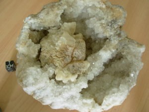 Crystal Quartz and Calcite Geode Half from Arkansas