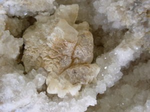 Crystal Quartz and Calcite Geode Half from Arkansas