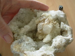 Crystal Quartz and Calcite Geode Half from Arkansas