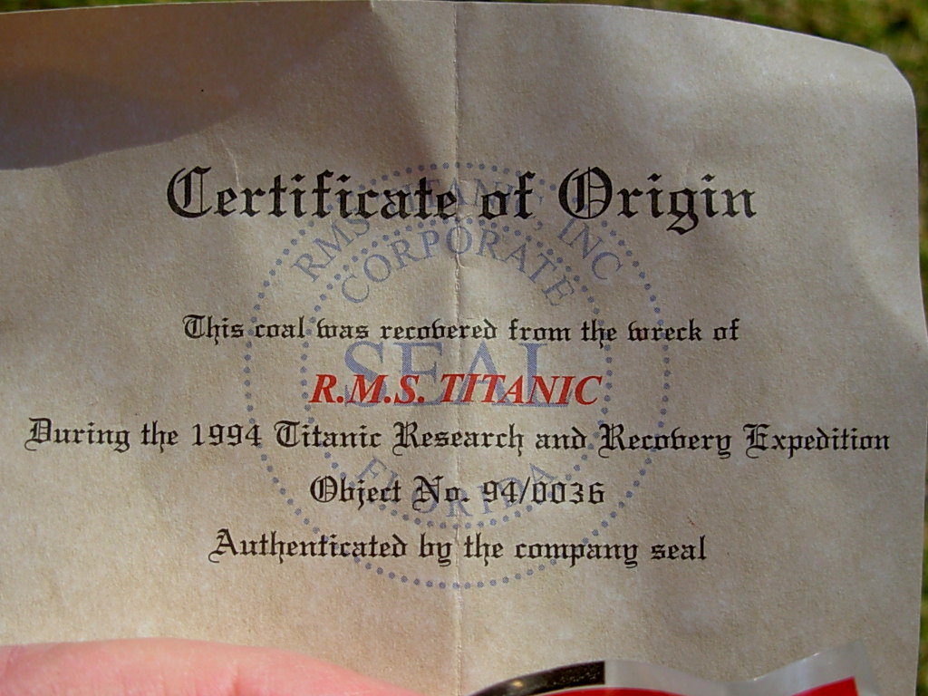 RMS Titanic Coal 90th Anniversary Collectors Edition