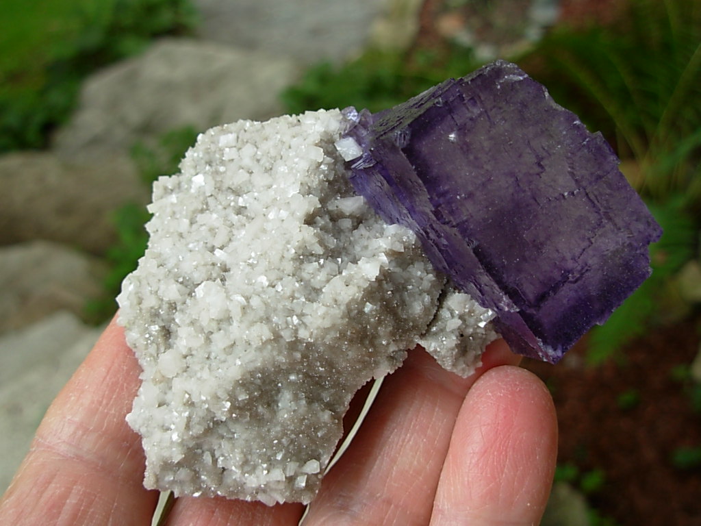 Zoned Purple Fluorite and Quartz on Dolomite from the Elmwood Mine