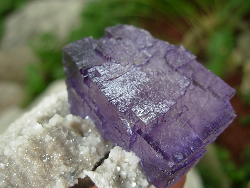 Zoned Purple Fluorite and Quartz on Dolomite from the Elmwood Mine