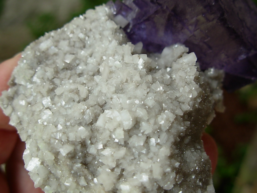 Zoned Purple Fluorite and Quartz on Dolomite from the Elmwood Mine
