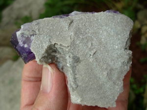 Zoned Purple Fluorite and Quartz on Dolomite from the Elmwood Mine