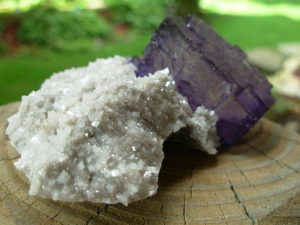 Zoned Purple Fluorite and Quartz on Dolomite from the Elmwood Mine