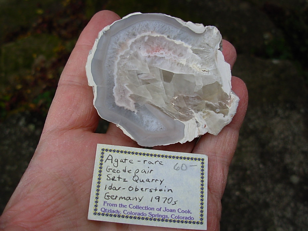 Idar-Oberstein Crystal Agate Geode half from Setz Quarry, Germany (polished)