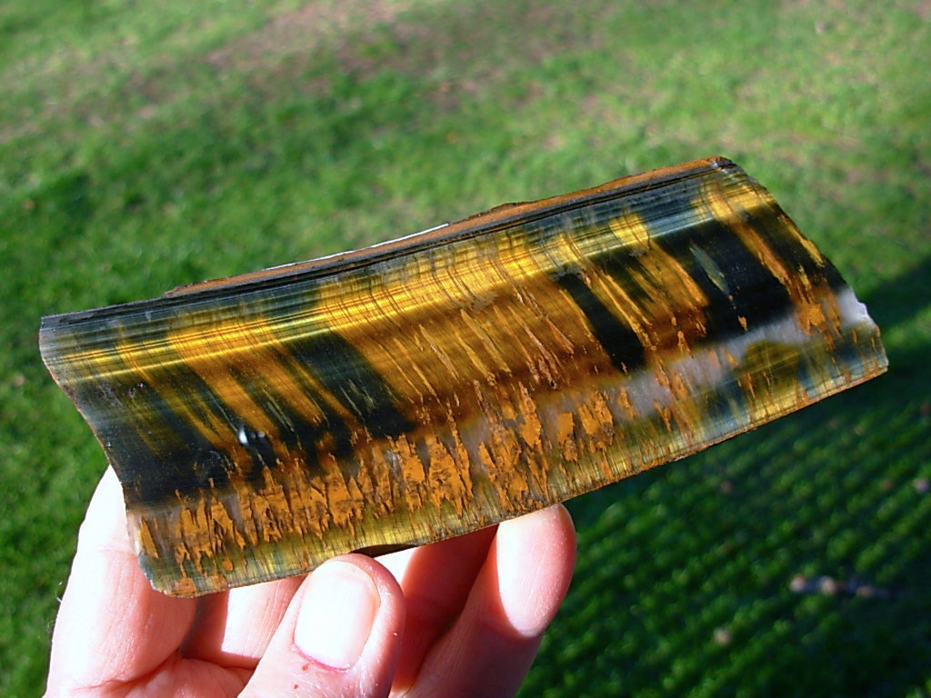 Hawk's Eye over Plume Agate Rough Cut Display Slab from Western Australia