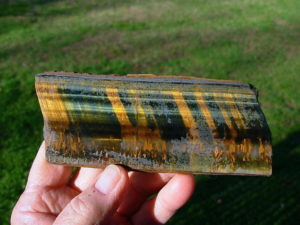 Hawk's Eye over Plume Agate Rough Cut Display Slab from Western Australia
