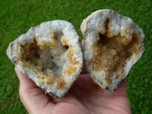 Iron Influenced Crystal Geode ( Matched Pair) from Keokuk, Iowa