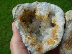 Iron Influenced Crystal Geode ( Matched Pair) from Keokuk, Iowa