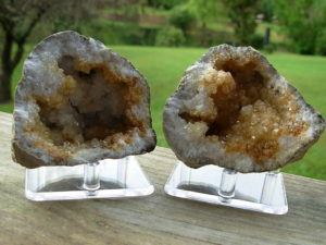 Iron Influenced Crystal Geode ( Matched Pair) from Keokuk, Iowa