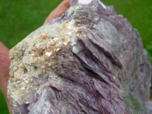 Large Lepidolite Lithium Mica specimen with a bit of matrix from Brazil