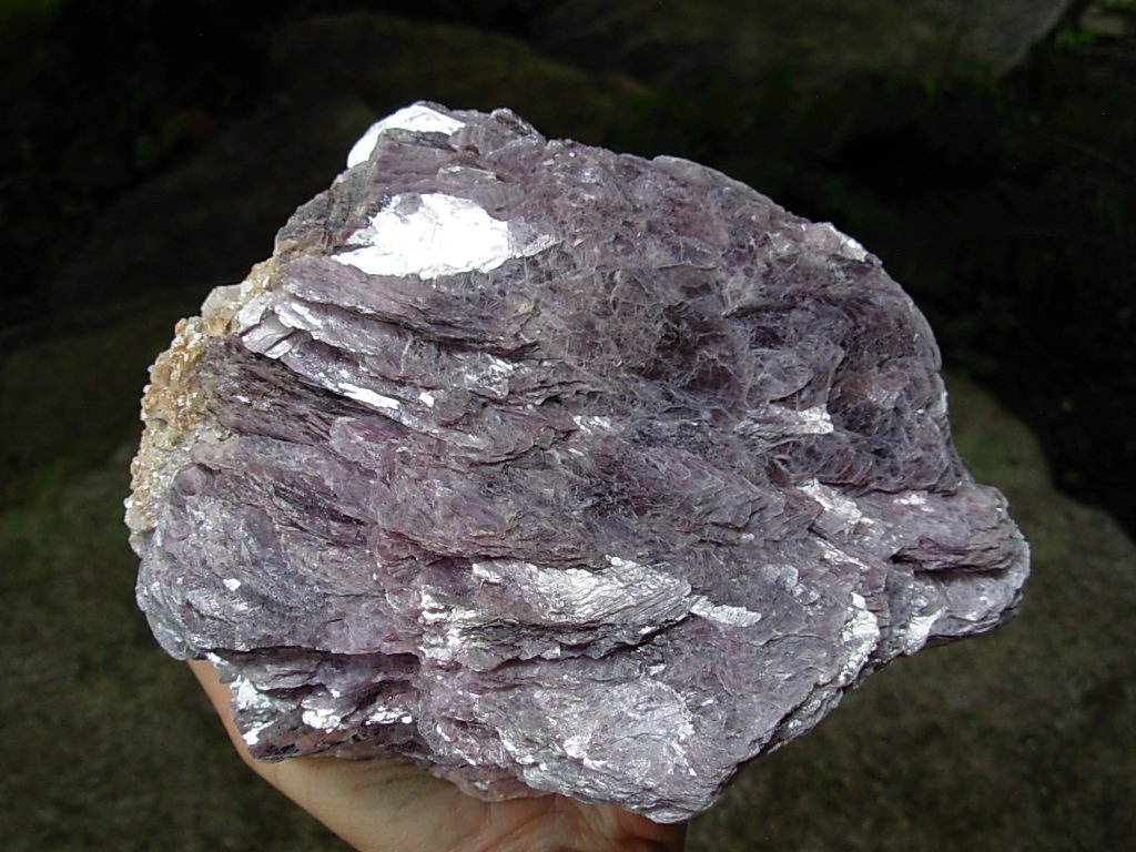 Large Lepidolite Lithium Mica specimen with a bit of matrix from Brazil