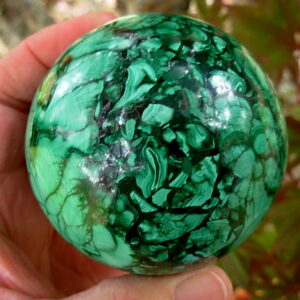 3 Inch (76mm) Hand cut and polished Malachite Sphere from South Africa