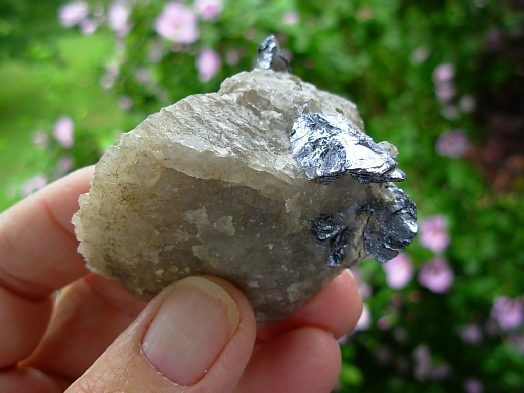 Molybdenite in Quartz matrix from the Molly Hill Mine, Quebec, Canada