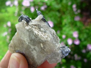 Molybdenite in Quartz matrix from the Molly Hill Mine, Quebec, Canada