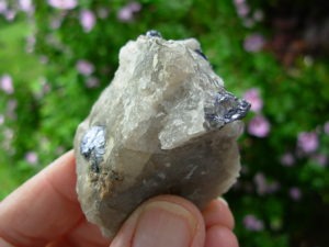 Molybdenite in Quartz matrix from the Molly Hill Mine, Quebec, Canada