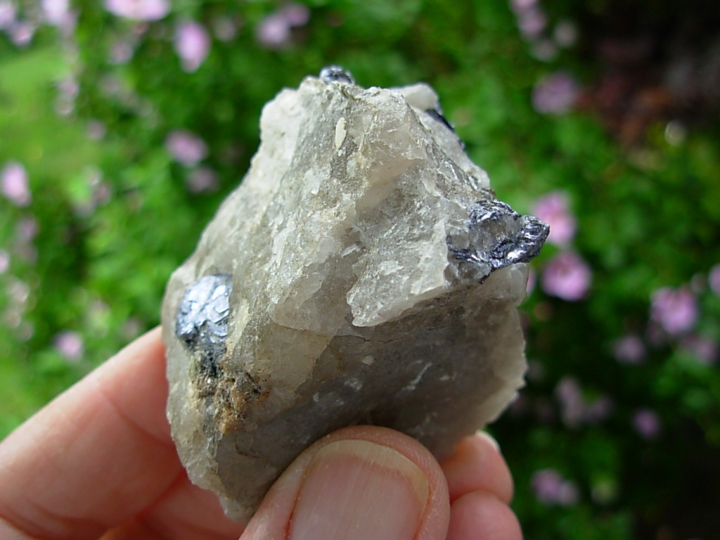 Molybdenite in Quartz matrix from the Molly Hill Mine, Quebec, Canada
