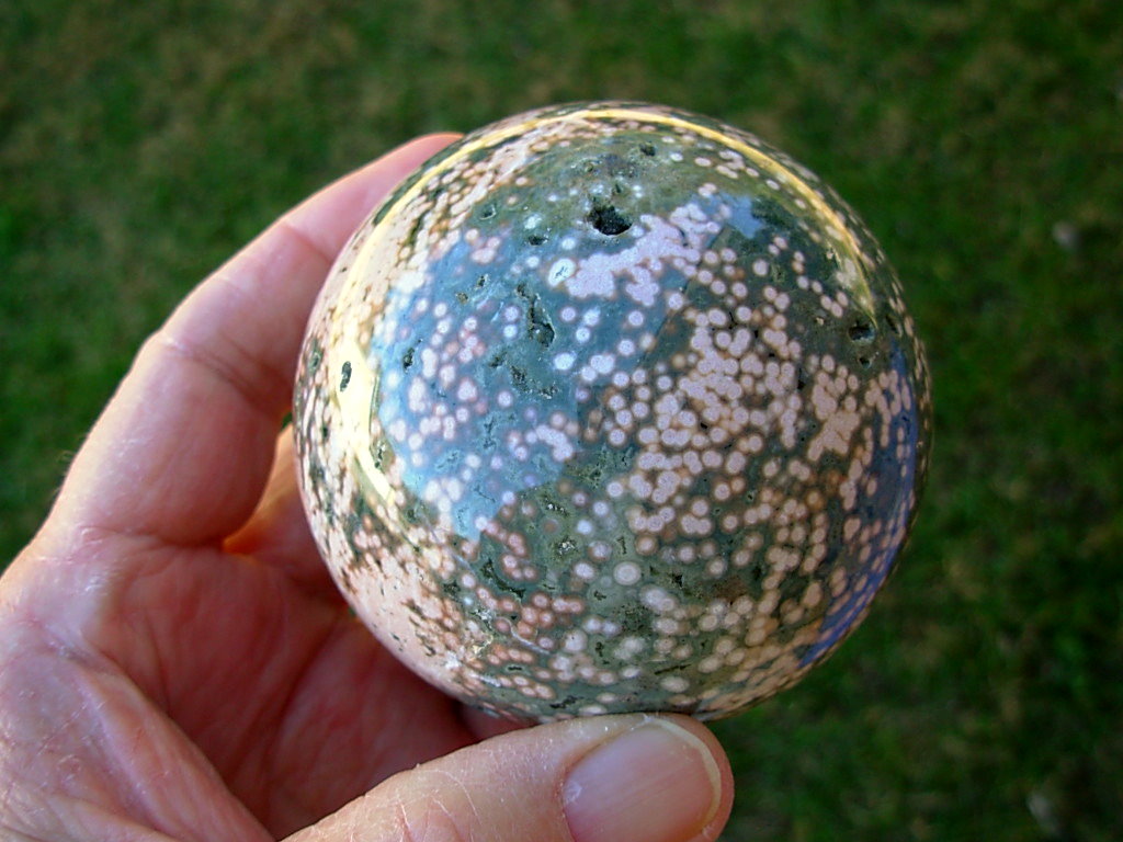 Rare Polished Ocean Jasper 3 inch Sphere from Madagascar