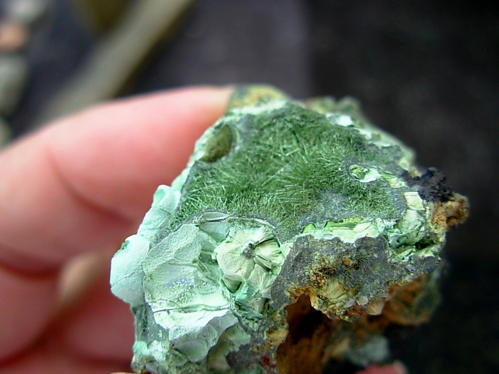 Olivenite Acicular Crystals from St. Day, Cornwall