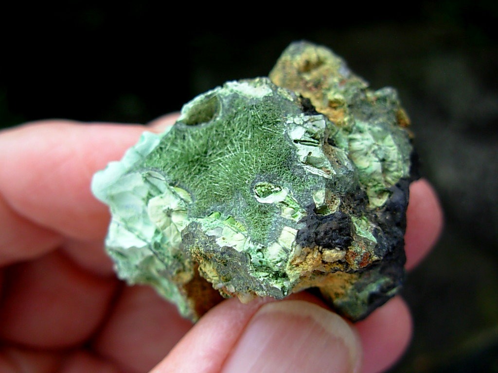 Olivenite Acicular Crystals from St. Day, Cornwall