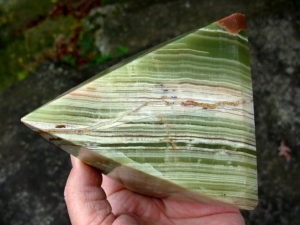 Large Green, White and Brown Onyx Pyramid from Mexico