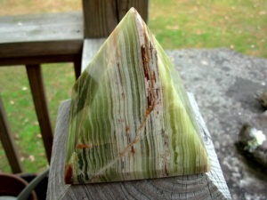 Large Green, White and Brown Onyx Pyramid from Mexico