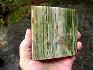 Large Green, White and Brown Onyx Pyramid from Mexico